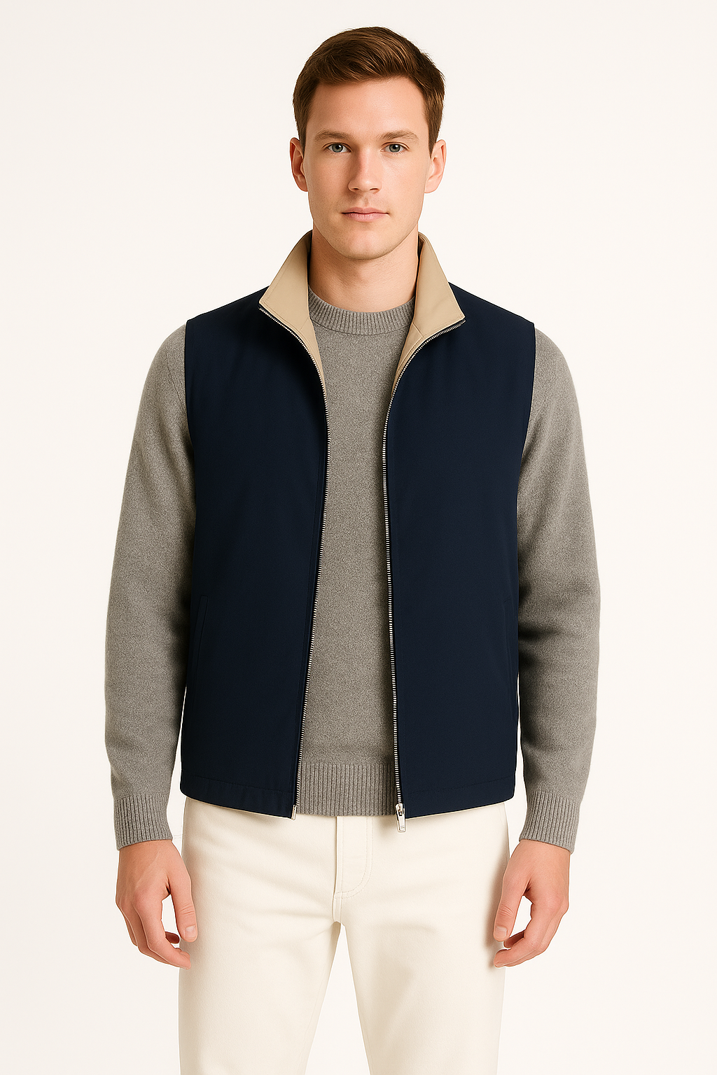 Reversible Bodywarmer - Blue & Beige